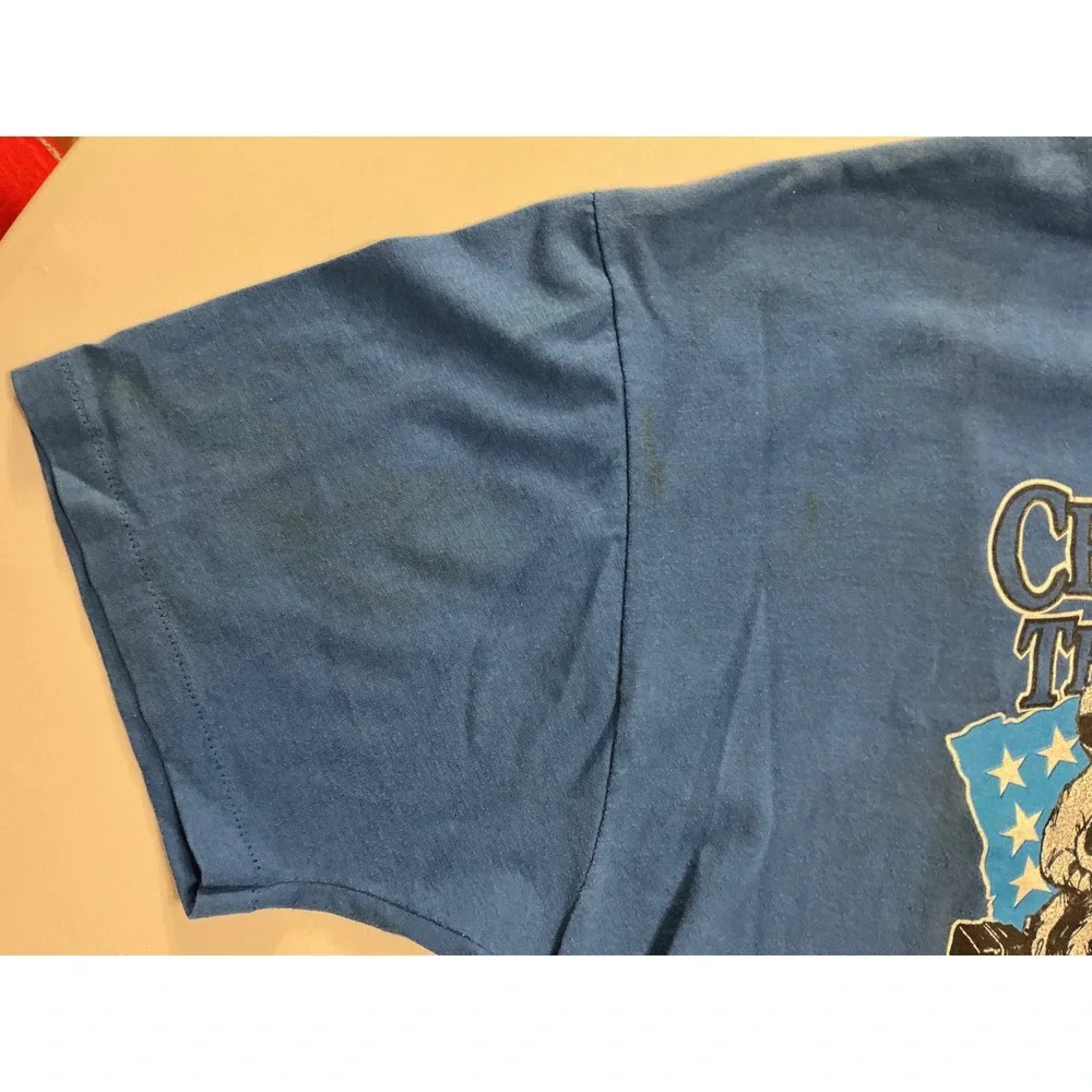 VTG USA Made‎ Single Stitch Christian Motorcycle Grunge T-Shirt Blue XXL Eagle